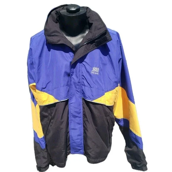 Vintage Frank Shorter Jacket Mens Large Blue Gore Tex Hooded Colorblock 90s EUC! - Picture 2 of 16